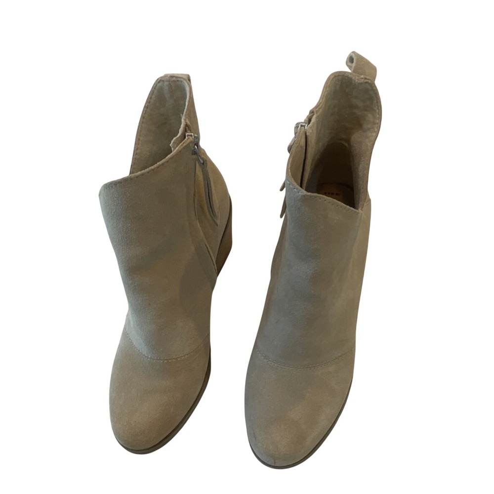 TOMS Kala Tan Suede Wedge Ankle Boots Women 8.5 V-Cut Booties 1003740523-10